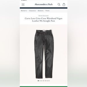 Abercrombie Curve Love Criss-Cross Waistband Vegan Leather 90s Straight Pant